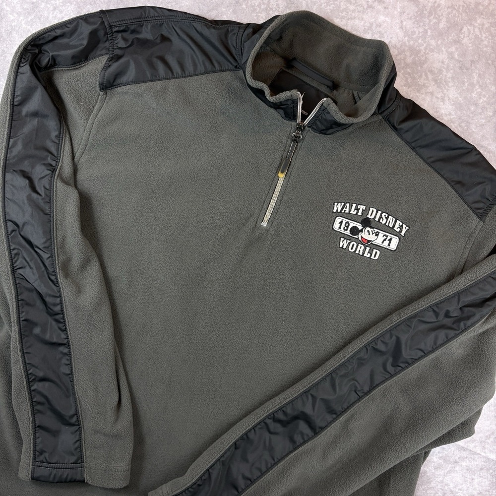 Disney‎ Parks Pullover Men's 2XL Grey Fleece 1/4 Zip Vintage Walt Disney 1971